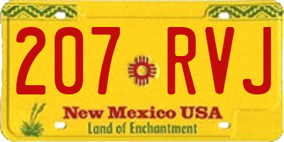 NM license plate 207RVJ