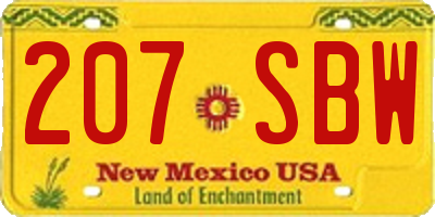 NM license plate 207SBW