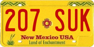 NM license plate 207SUK