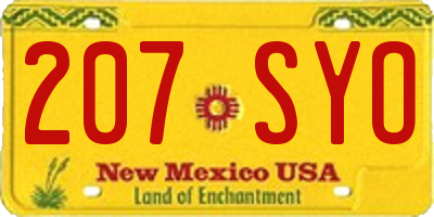 NM license plate 207SYO
