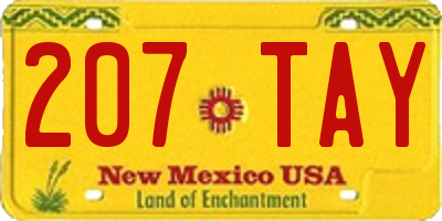 NM license plate 207TAY