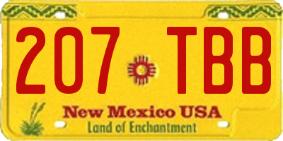 NM license plate 207TBB