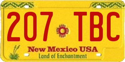 NM license plate 207TBC