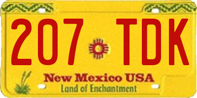 NM license plate 207TDK