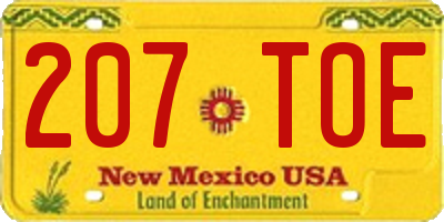 NM license plate 207TOE