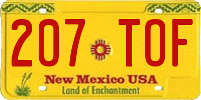 NM license plate 207TOF