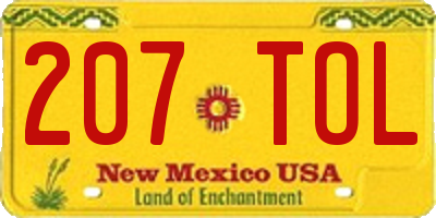 NM license plate 207TOL