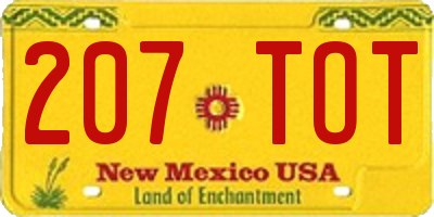 NM license plate 207TOT