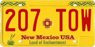 NM license plate 207TOW