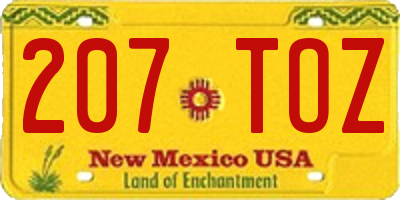 NM license plate 207TOZ