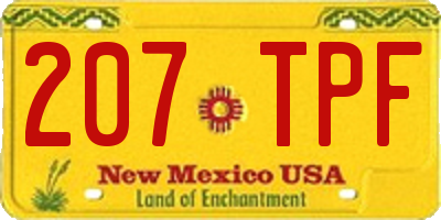 NM license plate 207TPF