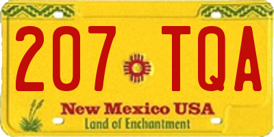 NM license plate 207TQA