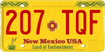 NM license plate 207TQF