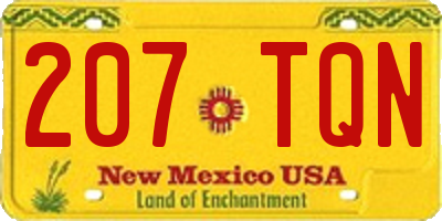 NM license plate 207TQN