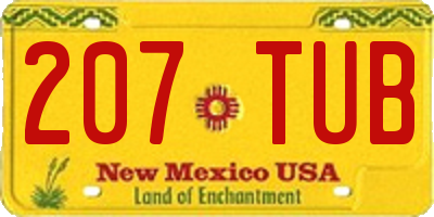 NM license plate 207TUB