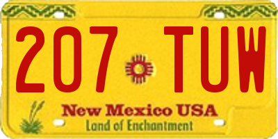 NM license plate 207TUW