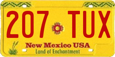 NM license plate 207TUX