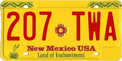 NM license plate 207TWA