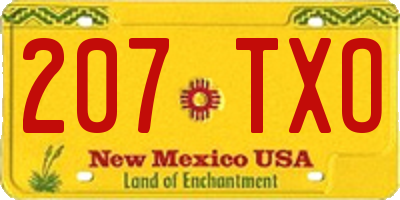 NM license plate 207TXO