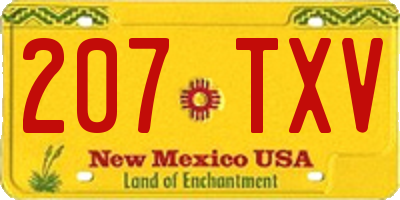 NM license plate 207TXV