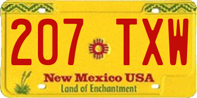 NM license plate 207TXW