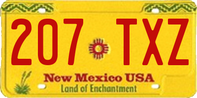 NM license plate 207TXZ
