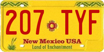 NM license plate 207TYF