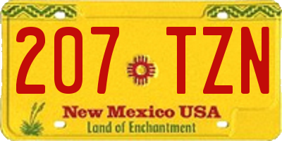NM license plate 207TZN