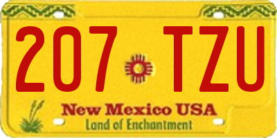 NM license plate 207TZU