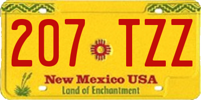 NM license plate 207TZZ