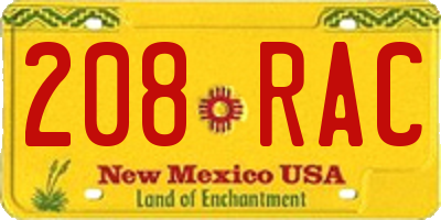 NM license plate 208RAC