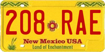 NM license plate 208RAE