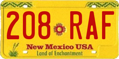 NM license plate 208RAF