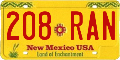 NM license plate 208RAN