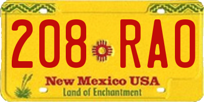 NM license plate 208RAO