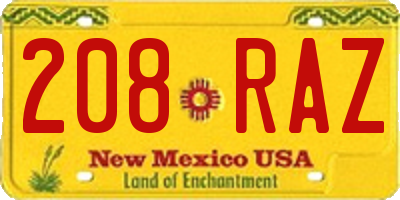 NM license plate 208RAZ