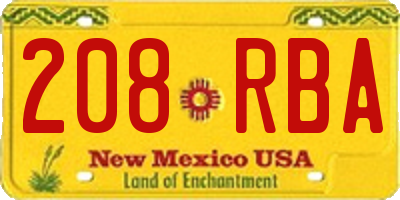 NM license plate 208RBA