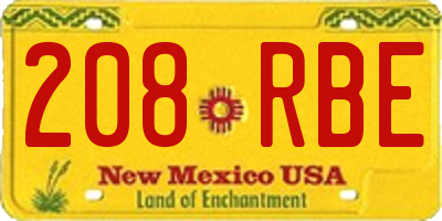 NM license plate 208RBE