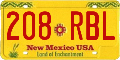 NM license plate 208RBL