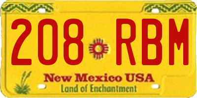 NM license plate 208RBM