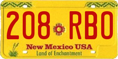 NM license plate 208RBO
