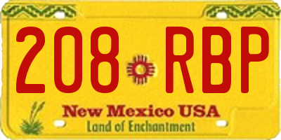 NM license plate 208RBP
