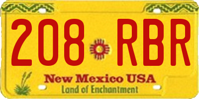 NM license plate 208RBR