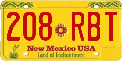 NM license plate 208RBT