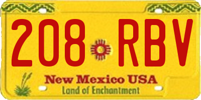 NM license plate 208RBV