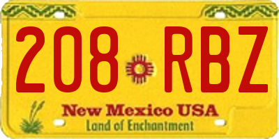 NM license plate 208RBZ