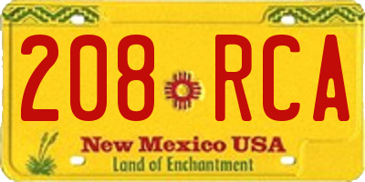 NM license plate 208RCA