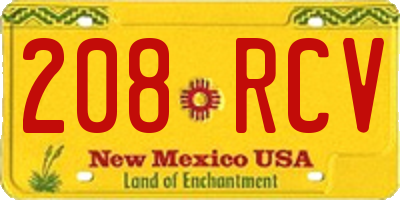 NM license plate 208RCV