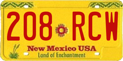 NM license plate 208RCW