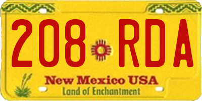 NM license plate 208RDA